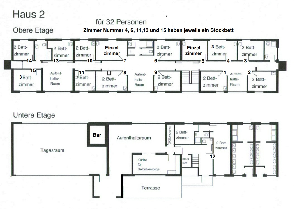 Grundriss Gruppenhaus 2 im Ferienzentrum Albert Schweitzer am Edersee